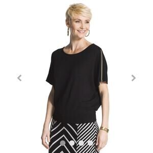 Chico's Zenergy Women's Joan Jersey Knit Top Size 0/S/4 Black NWT French Terry